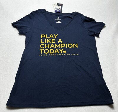 Notre Dame Fanatics Play Like A Champion Today T-Shirt Women's Small Navy NWT