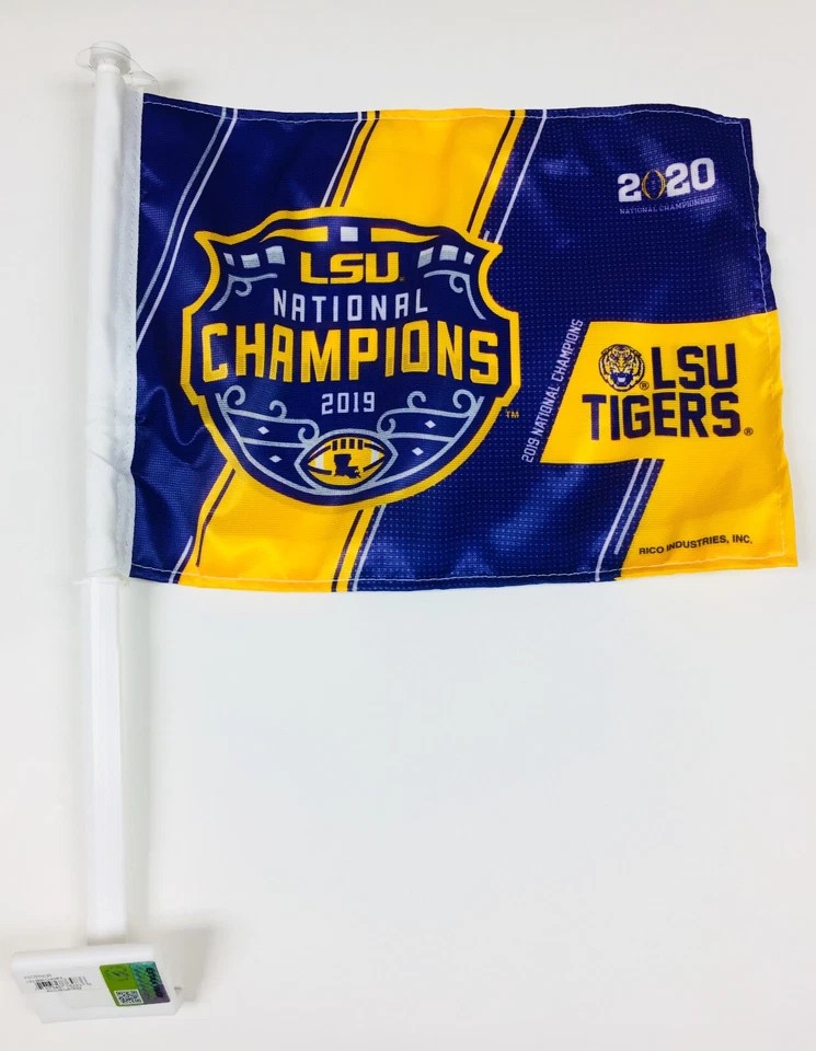 LSU Tigers 2019 National Champions Car Flag Free Shipping! Purple with Pole Rico - Image 3 of 3