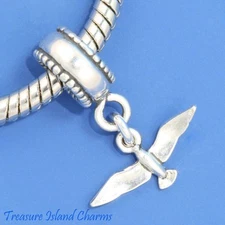 Seagull Bird 925 Solid Sterling Silver European Dangle Bead Charm Euro