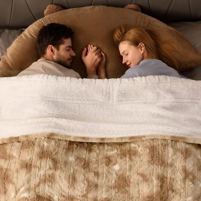 King Size Electric Blanket, Dual Controller, 10 Heat Levels, Faux Fur, Champagne