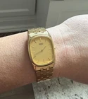 Vintage 80s Seiko Men’s Oval Tank Wrist Watch Gold Tone Running 7430-5319