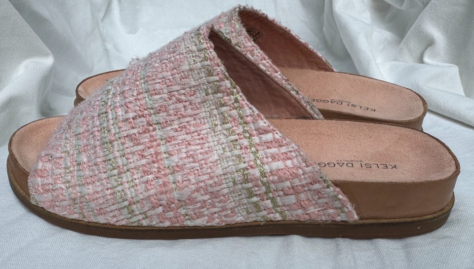 Kelsi Dagger Nuevos Zapatos Mujer Sandalias Talla 12 EE. UU. Rosa Rubor Tweed Cuero Foto 4 de 4