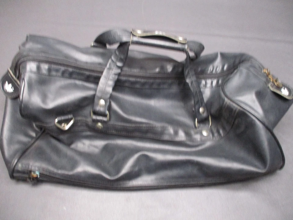 Vintage 1970's ADIDAS Trefoil Travel Duffle Bag Black & White Large 20x10x10 - Image 2 of 4