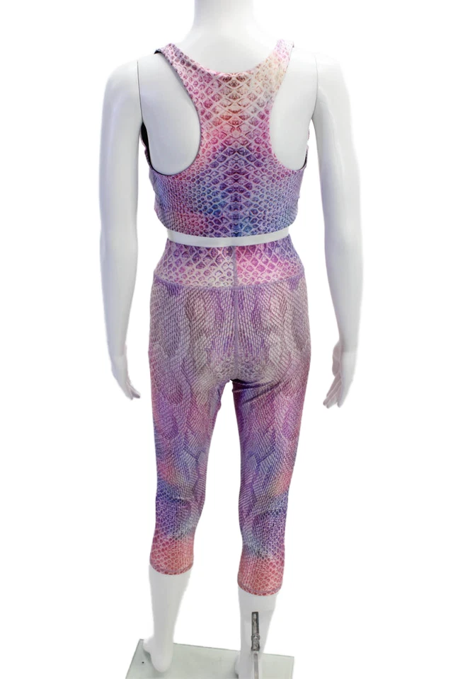 Conjunto de sujetador deportivo leggings con estampado de piel de serpiente Terez para mujer rosa púrpura talla grande Foto 3 de 4