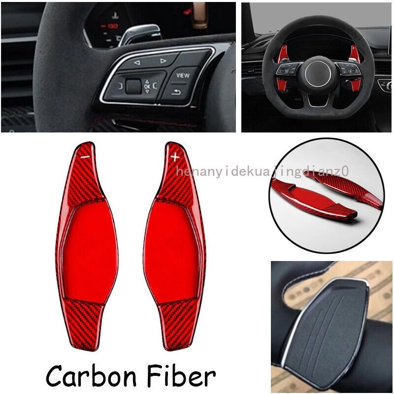 Красный углеродного волокна автомобиля руль подрулевое колесо переключатель для Audi RS4 RS5 TT Q8 R8 RS3 - Изображение 2 из 4