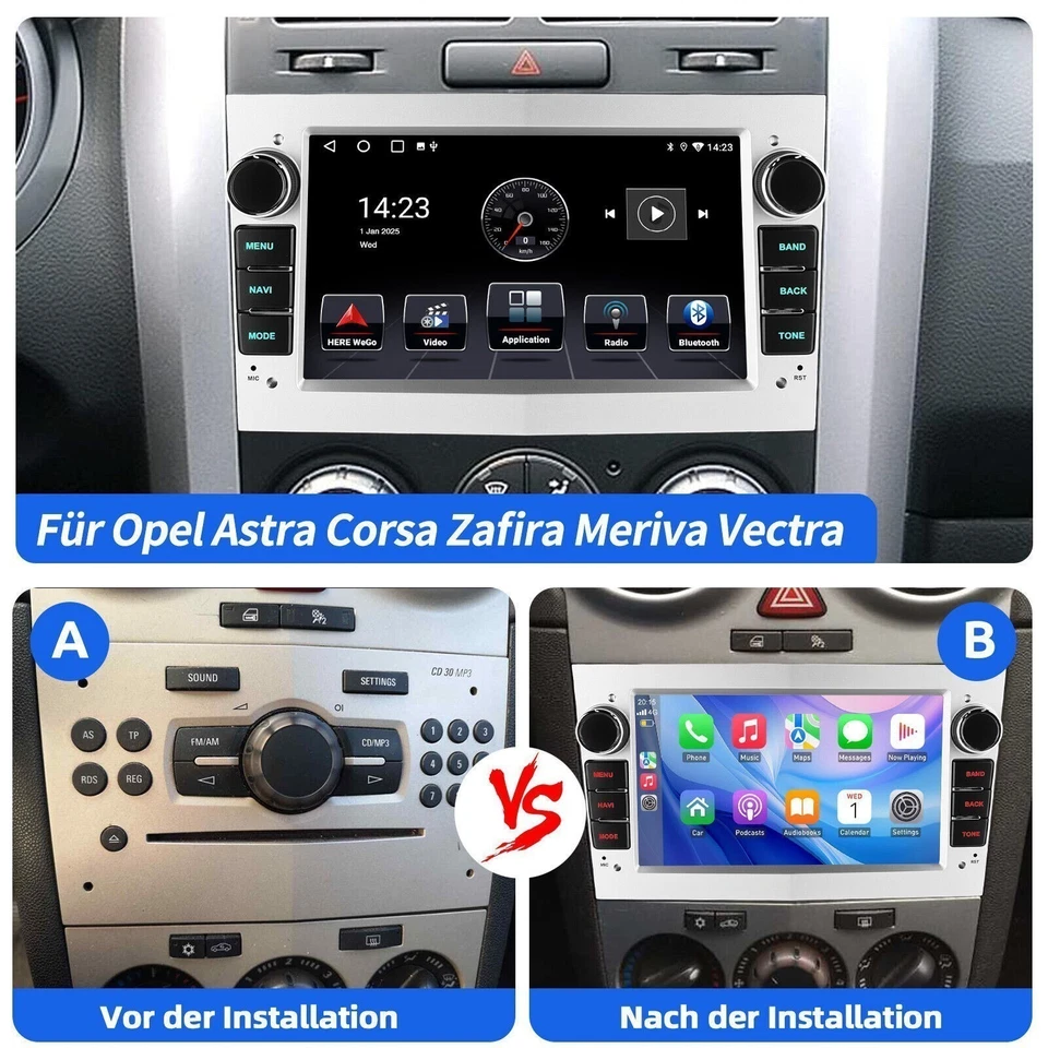 Android 14 Carplay Autoradio GPS Für Opel Astra H Corsa C/D Meriva Zafira B +AHD - Bild 2 von 4