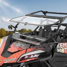 2-in-1 UTV Front Flip Windshield with Upgraded Clamps Compatible CFMOTO ZForce