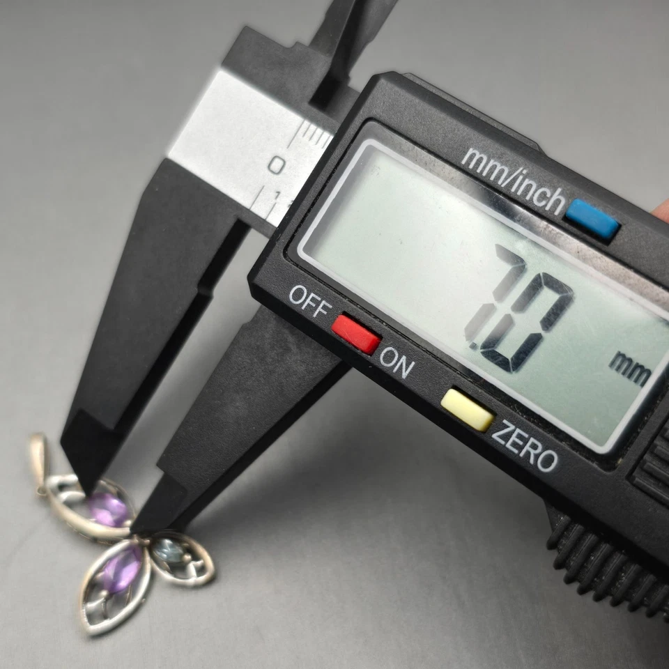 Colgante Mariposa Plata Esterlina 1.25" Amatista Topacio Azul Gemas Firmado P*M Foto 4 de 4