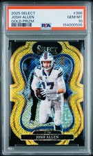JOSH ALLEN 2025 Panini Select Suite Level Gold Prizm 01/10 Bills #386 PSA 10