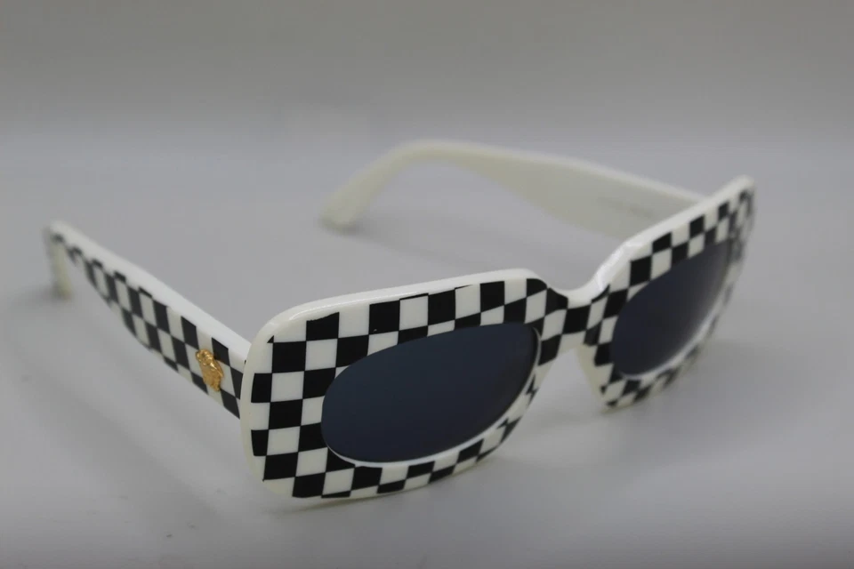 Gianni Versace 416 SC1 Elton John Vintage Sunglasses Checkered Black And White - Image 2 of 4