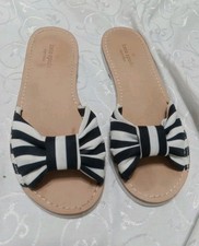 Kate spade NY Slippers/ Sandals. Black White Stripes Size 6 M
