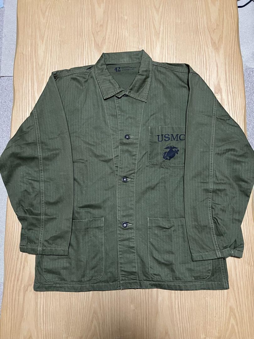 ジャケット・アウター HOUSTON USMC HBT UTILITY JACKET 42 HOUSTON USMC HBT Utility Jacket Green 42 Rare Used Condition