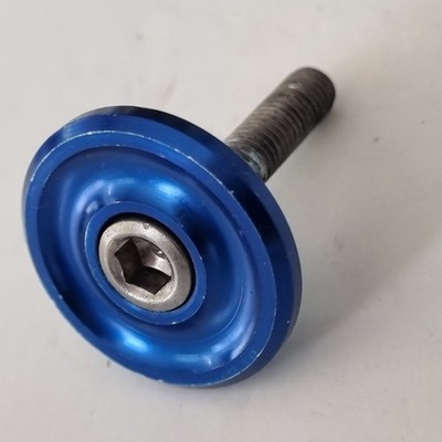Aheadset 1'' Steuersatz Top Cap und Bolzen Alu eloxiert blau Retro Fahrrad Bike