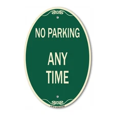 SignMission Designer Series Sign - No Parking at Anytime 12" x 18" Aluminum Sign