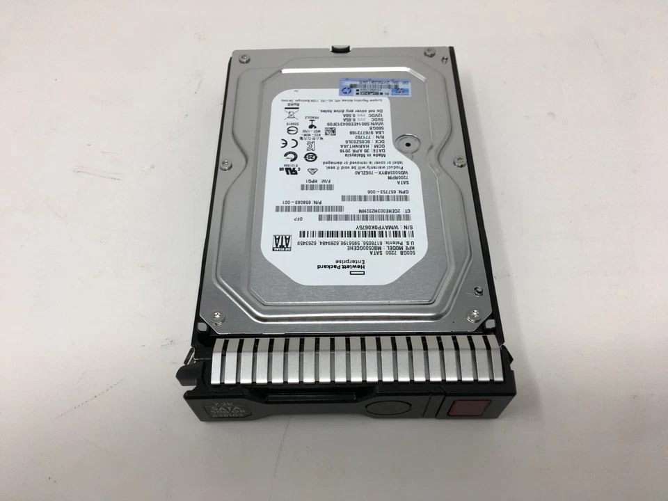 HP -MB0500GCEHE- 500GB 7.2K- 6G -MDL -LFF -SATA -SC -Hard Drive with Caddy - Image 2 of 4