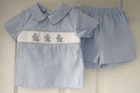 NWT Classic Whimsy Smocked Bunnies Short Outfit Boy's Size 12 Months