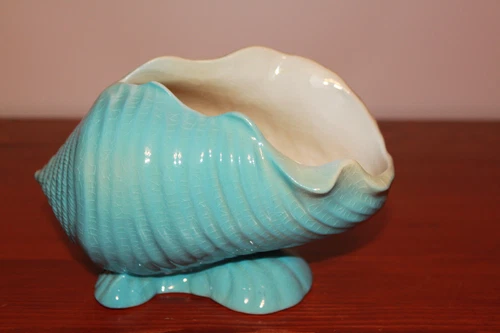 Vintage Roseville Pottery Ming Shell Planter – 563-7 ½”  Turquoise Blue