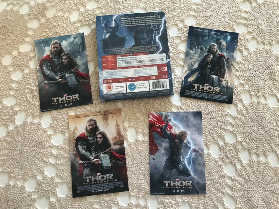 Thor The Dark World Zavvi Lenticular Steelbook 3D Blu-Ray+Bluray Plus 16 Post Ca - Imagem 2 de 3