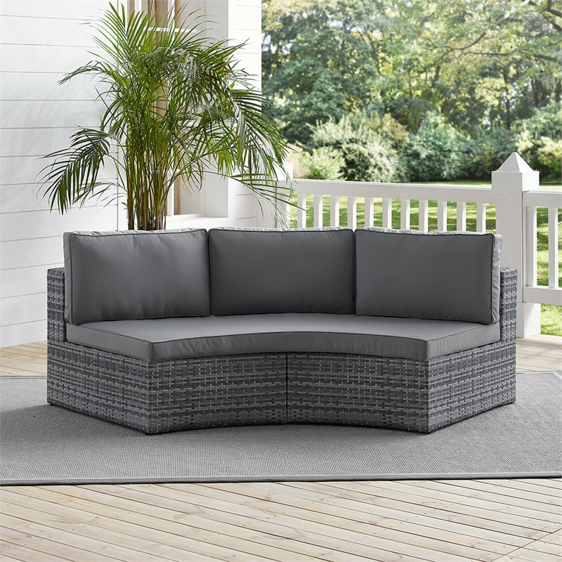Crosley Catalina Outdoor Wicker Curved Patio Sectional Sofa in Gray eBay