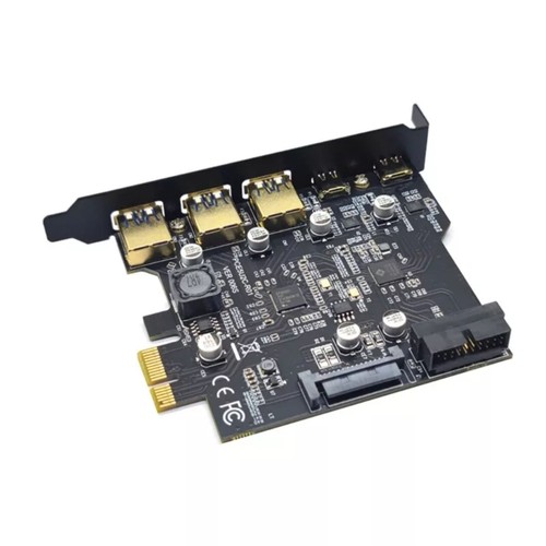 USB 3.2 GEN1 PCIE Expansion Card 5-Ports 2*Type-C 3*USB-A 19-Pin Adapter 5Gbps - Afbeelding 4 van 6