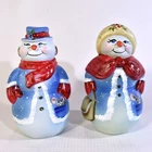 Snowman Snowlady Fenton Gift Shop Limited Edition figurines mouse in pocket