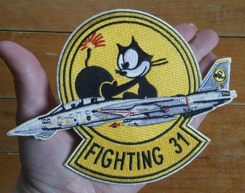 LARGE 5" x 6 3/4" TOMCAT VF-31 FIGHTING 31 FELIX THE CAT EMBROIDERED PATCH - Picture 1 of 8