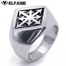 Mens Chaotic Magic 8 Pointed Arrows Magick Chaos Star 316L Stainless Steel Ring