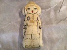 Folk Art US WWI SOLDIER Rag Doll Handmade Primitive Doll Hand Sewn Embroidered