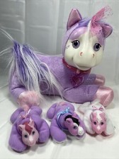 PONY SURPRISE PURPLE GLITTER PLUSH WITH 3 BABY'S PLAYED WITH CONDITION 2015