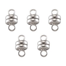 5 sets Column Platinum Tone Brass Magnetic Clasps DIY Jewelry Findings 10x6mm
