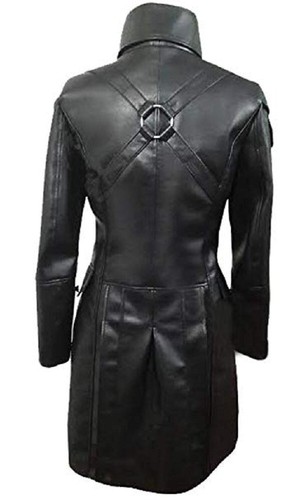 Trench donna nero e rosso vera pelle di mucca stile gotico metrix donna - Foto 4 di 4