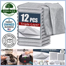 Steel Wire Dishcloth 12-Pack Triple-Layer Non-Scratch Kitchen Cleaning Rags