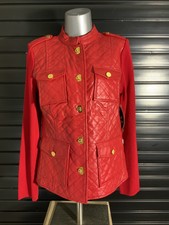 Nygard Red Quilted Leather Sweater Jacket Size Small