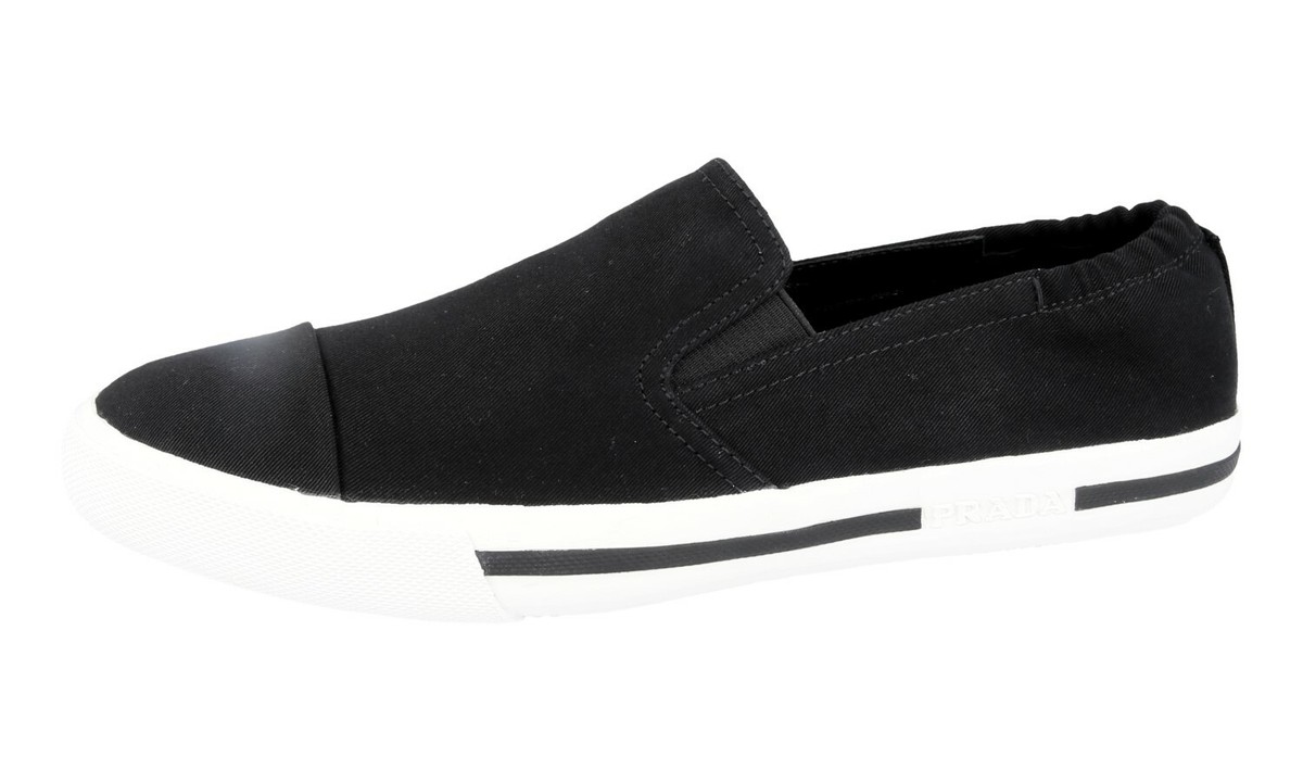 靴 PRADA LUXURY PRADA SLIP-ON SNEAKERS SHOES 4D2986 BLACK WHITE NEW