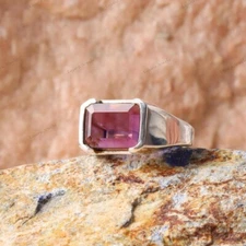 Natural Purple Amethyst Ring 925 Sterling Silver Ring Gift For Father Ring Him