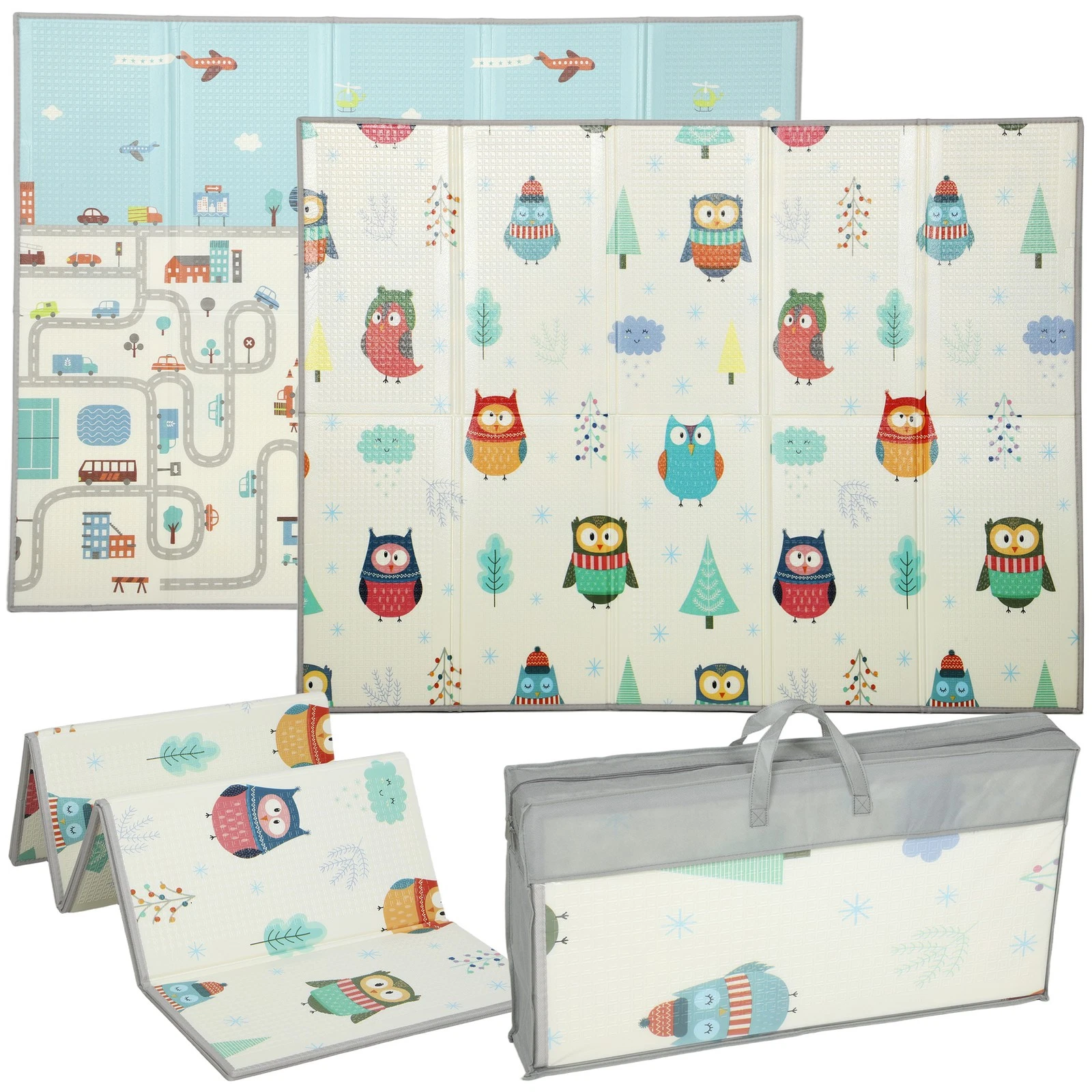 AIYAPLAY Baby Play Mat Double-Sided, Kids Floor Mat, Car Track and Owl Theme
Opens in a new window o