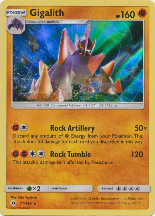 Gigalith - 71/149 - Holo Rare (Lp) Sun and Moon Base Set - Fighting Pokémon