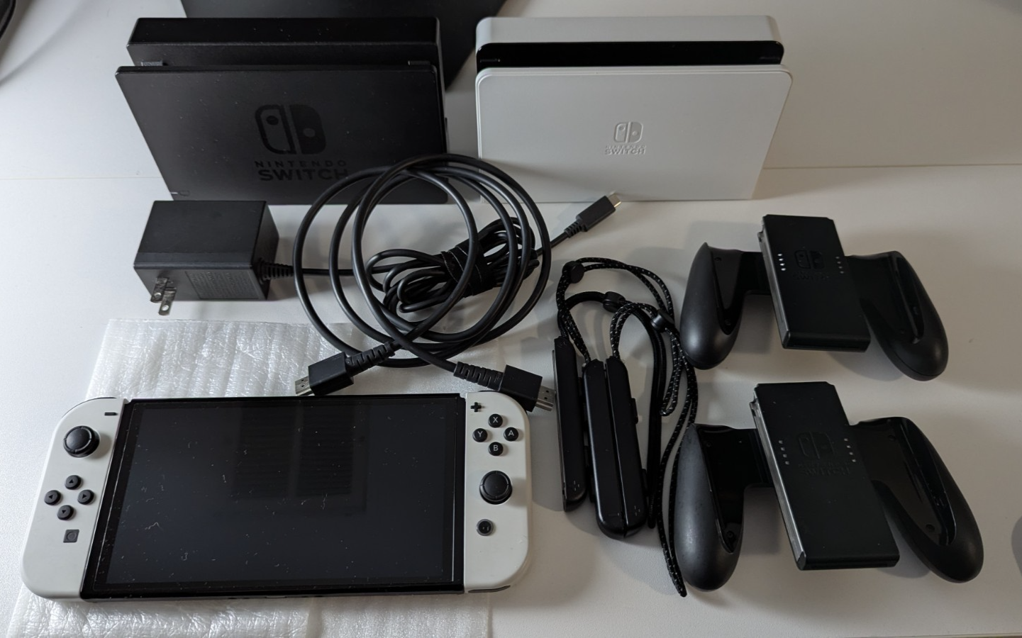 Nintendo Switch White OLED Bundle (Includes mClassic upscaler and extra dock)