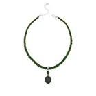 #001 - Jay King Sterling Silver Chrome Diopside Pendant Necklace. 21" 790209