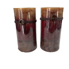 Hobby Lobby Tuscan Sunset Pillar Candles Set Of 2 Red Brown 3x6 Scented Decor