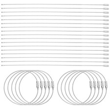 50pcs Wire Keychain Cable 10" Coated 1.5mm Stainless Steel Key Ring Silver