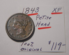 1843 Year Braided Hair Large Cents (1839-1857) for sale | eBay