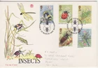 GB Stamps First Day Cover Insects, beetle, dragonfly, bee , Ladybird STUART 1985