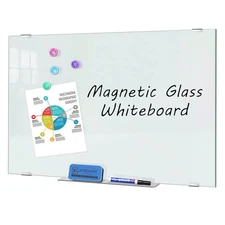 Glass Whiteboard 36x24 Magnetic Dry Erase White Board, Modern Tempered Glass ...