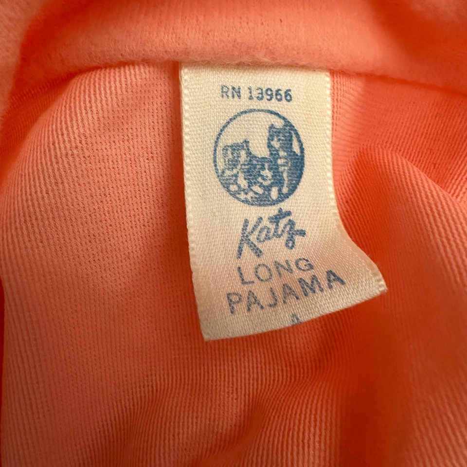 Pijama Katz Mujer M Vintage M Melocotón Bordado Peter Pan Cuello Botón Delantero Foto 3 de 4