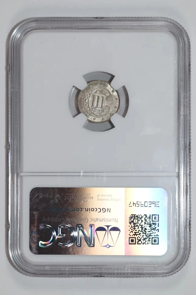 1858 THREE CENT SILVER NGC MS64 - Image 2 of 2