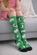 Girls Knee High Socks, Teen Knee-Length Socks with Colorful Hand Pattern, Soft