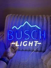 Busch Light Beer Neon LED Sign Wall Mountable USB Power 15"X10"