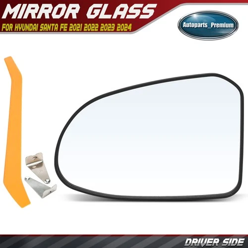 Driver LH Mirror Glass w/ Backing Plate for Hyundai Santa Fe 2021 2022 2023 2024