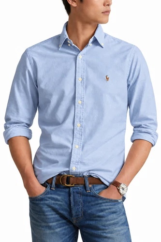 Polo Ralph Lauren Mens Small  Iconic Cotton Classic fit  Oxford Shirt in Blue - product listing photo